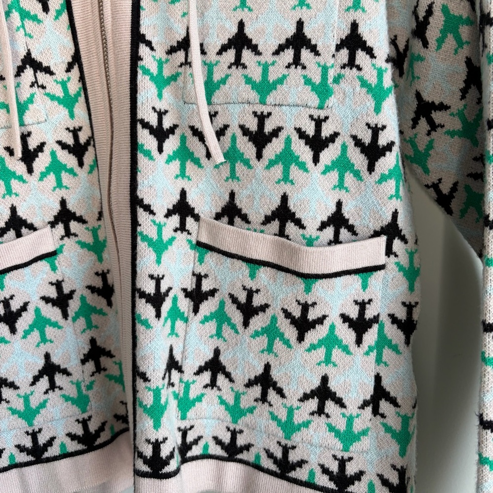 Maeve Harriet Airplane Print Zip Cardigan Sweater - Picture 3 of 7